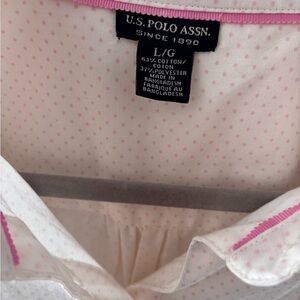 U.S. Polo Assn. White Shirt with Pink Dots. NEW with tags